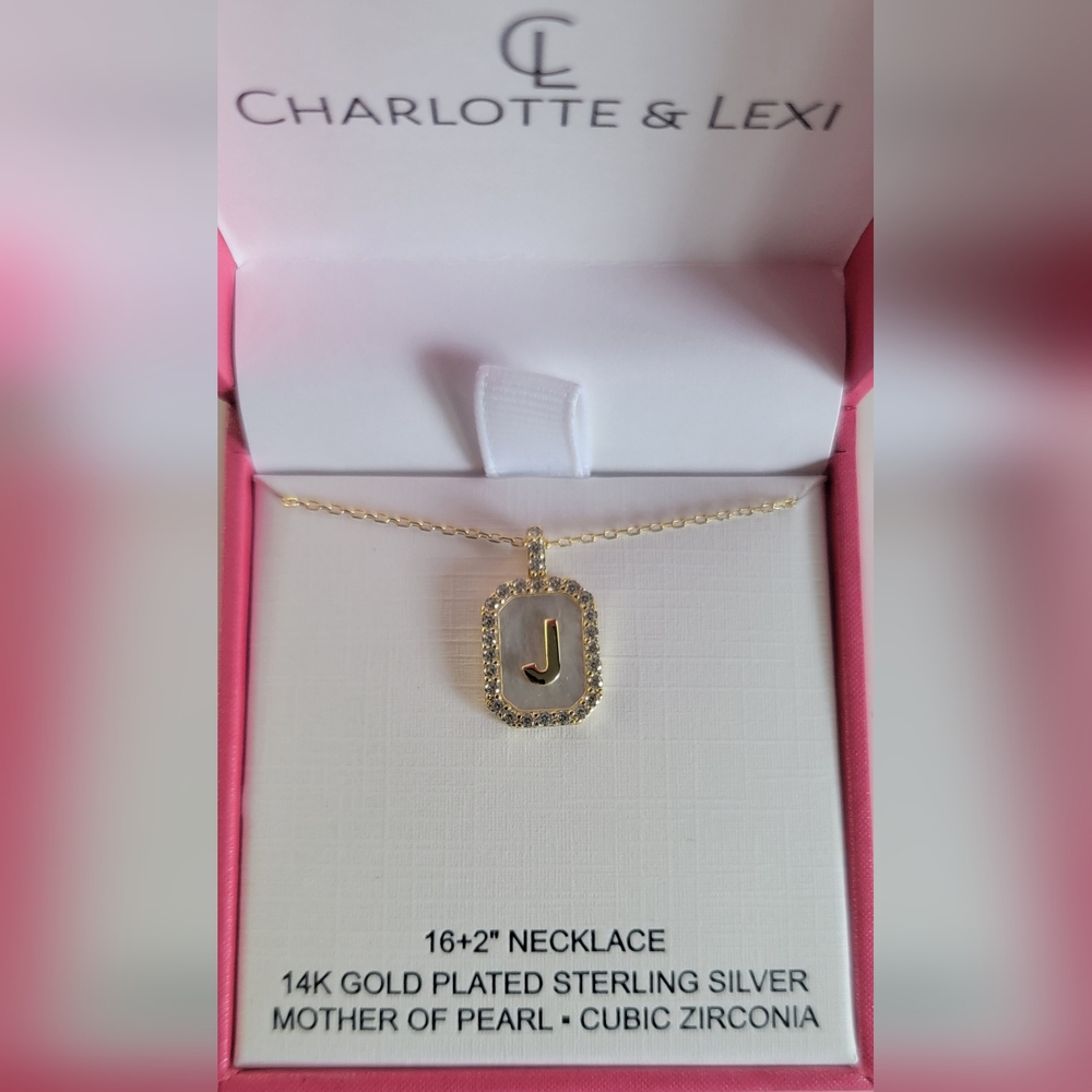 Charlotte & Lexi Letter "J" Necklace, 14K Gold Plated Sterling Silver